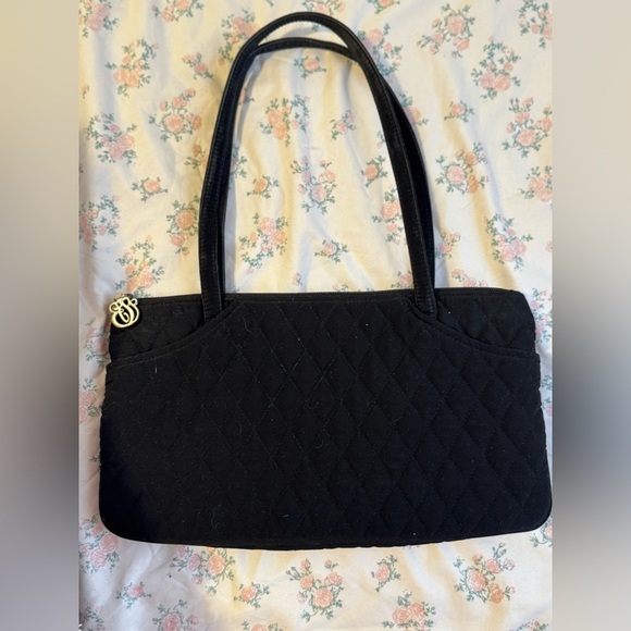 ✨VINTAGE✨ LIKE 🆕 BLACK VERA BRADLEY Alayne Slim Shoulder Bag - Picture 1 of 5
